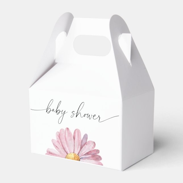 Pink daisy Wildflower - Baby shower Favor Boxes (Front Side)