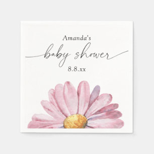 Pink daisy Wildflower - Baby shower Napkins