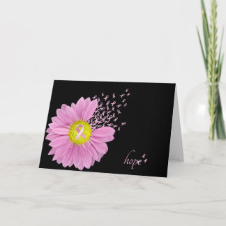 Pink Daisy with Hope pink ribbons Card