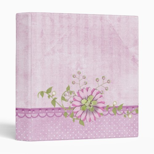 Pink daisy with pearls 3 ring binder