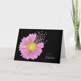 Pink Daisy with pink ribbons Card