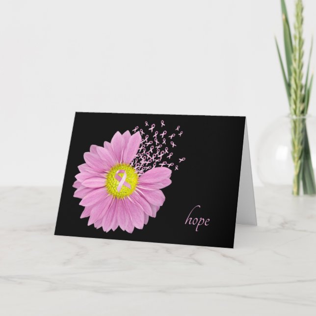 Pink Daisy with pink ribbons Card (Front)