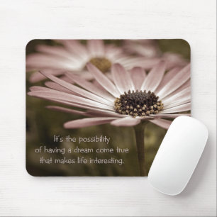 Pink Daisy With Quote Mouse Pad