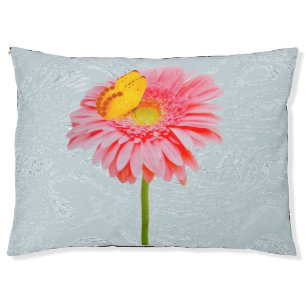 Pink Daisy Yellow Butterfly Pet Bed