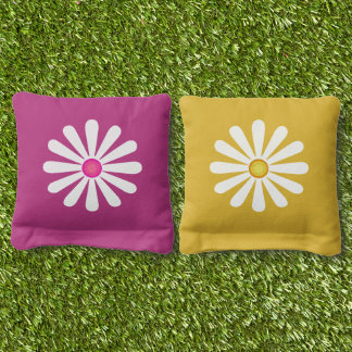 Pink Daisy Yellow Daisy Cornhole Bags