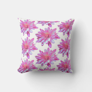 Pink daisy zinnia cosmo Retro floral pattern Throw Pillow