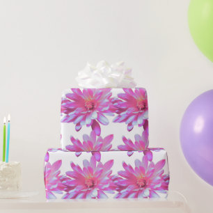 Pink daisy, zinnia, cosmo, sunflower pattern wrapping paper
