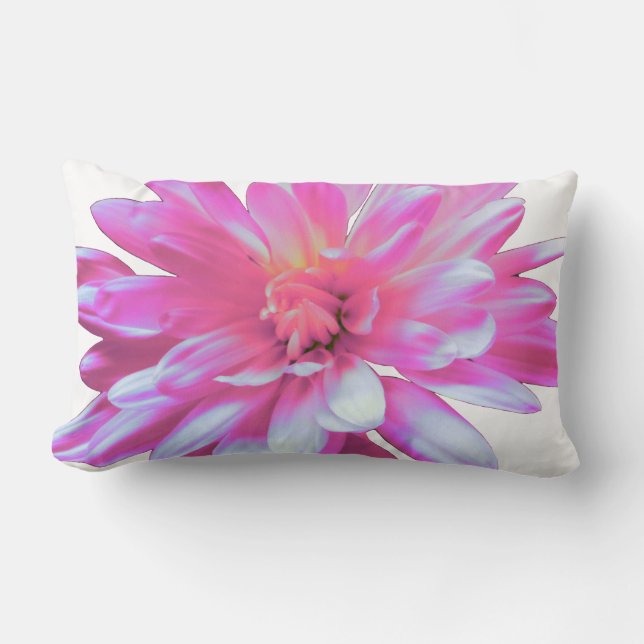 Pink daisy, zinnia, sunflower lumbar pillow (Front)