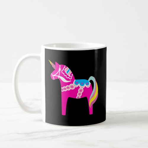 Pink Dala Horse Unicorn Swedish Dalecarlian Horse Coffee Mug