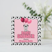 Pink Dalmatian Dog Theme for Girls Baby Shower Invitation (Standing Front)