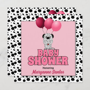 Pink Dalmatian Dog Theme for Girls Baby Shower Invitation