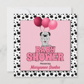 Pink Dalmatian Dog Theme for Girls Baby Shower Invitation (Front)