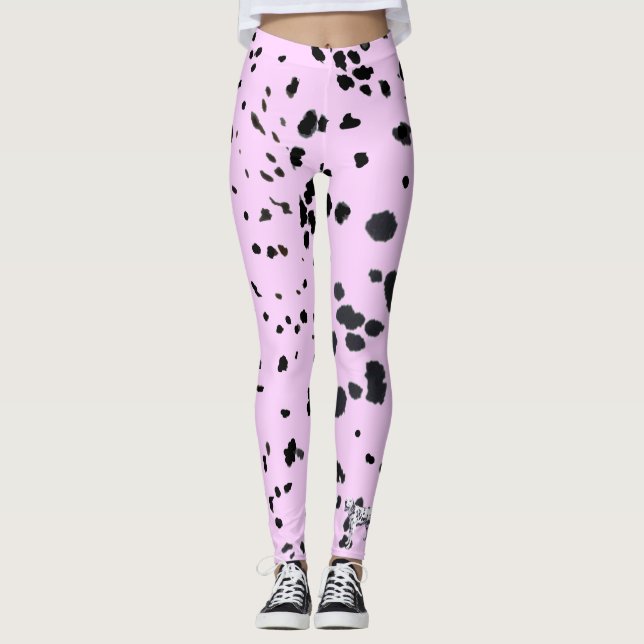 Pink Dalmatian print  leggings (Front)
