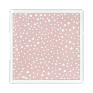 Pink Dalmatian Spots, Dalmatian Dots, Dotted Print Acrylic Tray