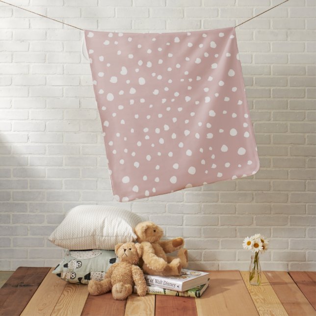 Pink Dalmatian Spots, Dalmatian Dots, Dotted Print Baby Blanket (In Situ)