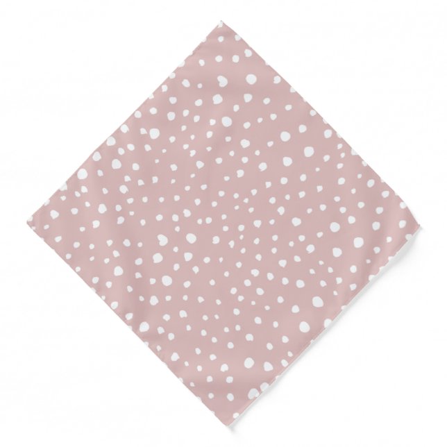 Pink Dalmatian Spots, Dalmatian Dots, Dotted Print Bandana (Front)