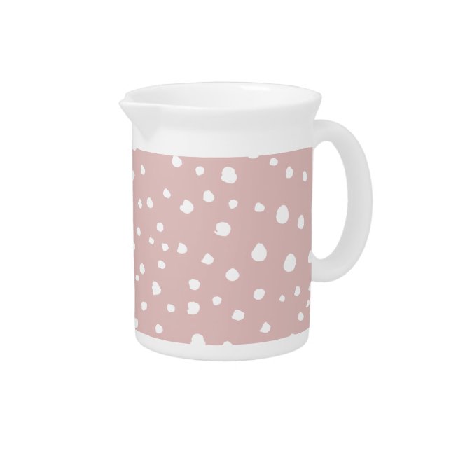 Pink Dalmatian Spots, Dalmatian Dots, Dotted Print Beverage Pitcher (Right)