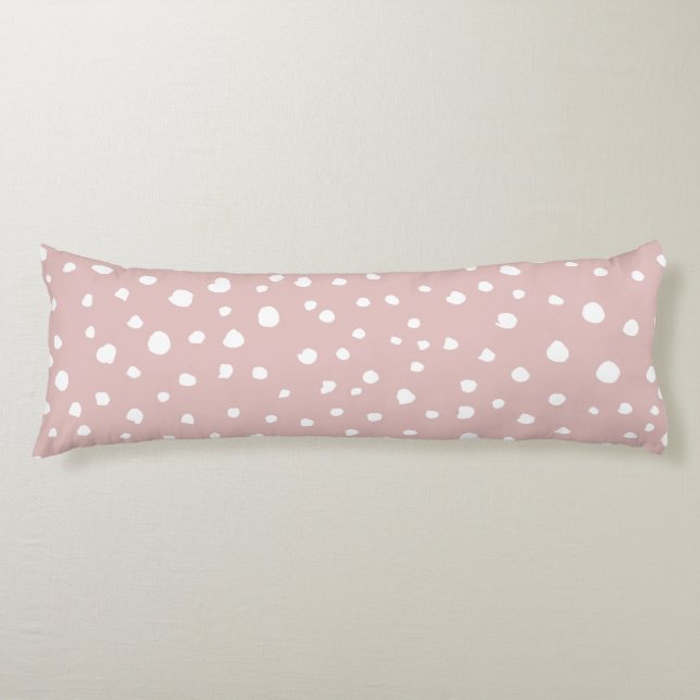 Pink Dalmatian Spots, Dalmatian Dots, Dotted Print Body Pillow (Front)