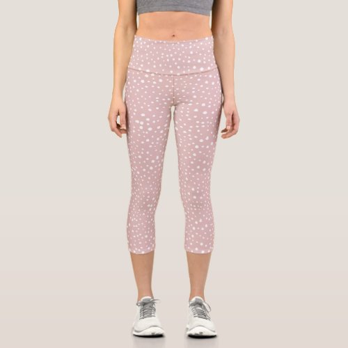 Pink Dalmatian Spots Dalmatian Dots Dotted Print Capri Leggings