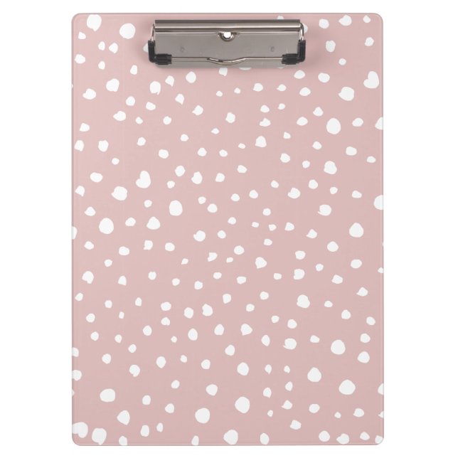 Pink Dalmatian Spots, Dalmatian Dots, Dotted Print Clipboard (Front)
