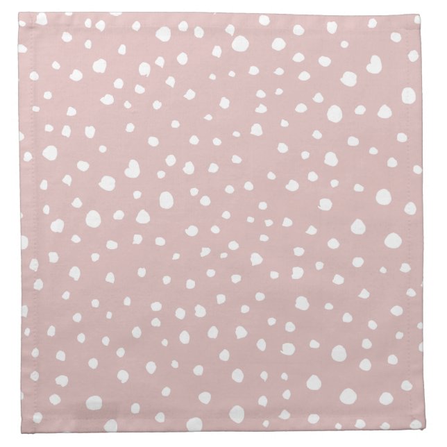 Pink Dalmatian Spots, Dalmatian Dots, Dotted Print Cloth Napkin (Front)