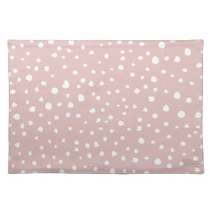 Pink Dalmatian Spots, Dalmatian Dots, Dotted Print Cloth Placemat