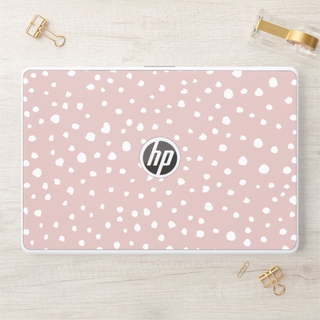Pink Dalmatian Spots, Dalmatian Dots, Dotted Print HP Laptop Skin (Desk)
