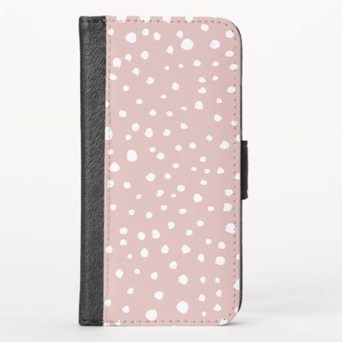 Pink Dalmatian Spots Dalmatian Dots Dotted Print iPhone X Wallet Case