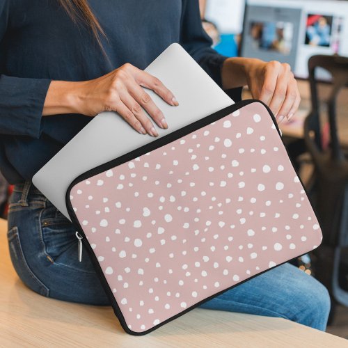 Pink Dalmatian Spots Dalmatian Dots Dotted Print Laptop Sleeve