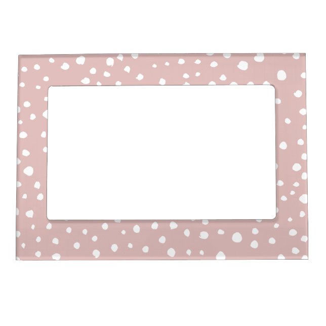 Pink Dalmatian Spots, Dalmatian Dots, Dotted Print Magnetic Frame (Front)