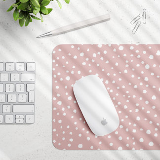 Pink Dalmatian Spots, Dalmatian Dots, Dotted Print Mouse Pad