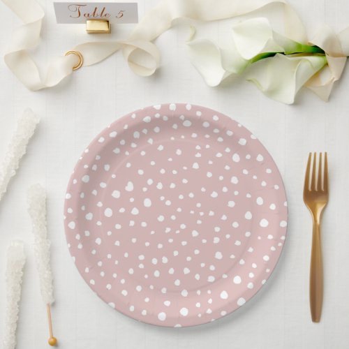 Pink Dalmatian Spots Dalmatian Dots Dotted Print Paper Plates