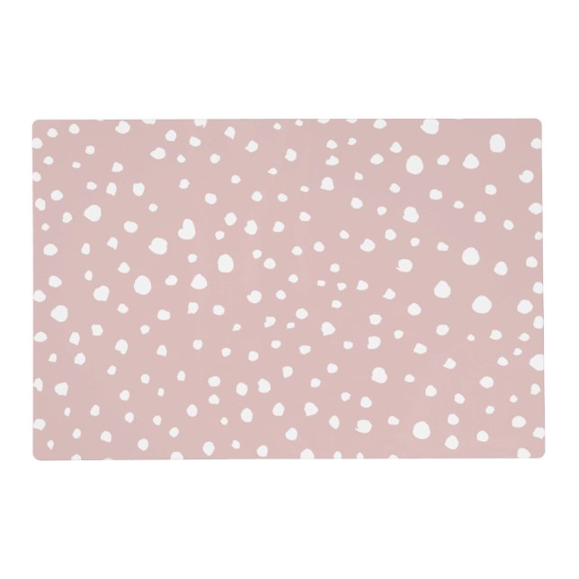 Pink Dalmatian Spots, Dalmatian Dots, Dotted Print Placemat (Front)