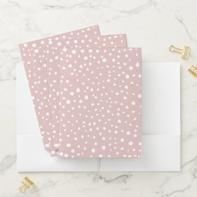Pink Dalmatian Spots, Dalmatian Dots, Dotted Print Pocket Folder (In Situ)