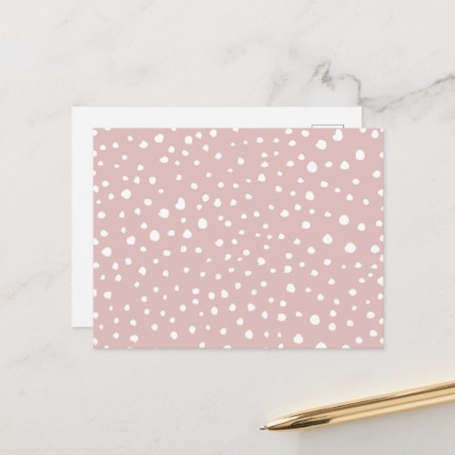 Pink Dalmatian Spots Dalmatian Dots Dotted Print Postcard