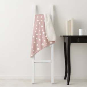 Pink Dalmatian Spots, Dalmatian Dots, Dotted Print Sherpa Blanket