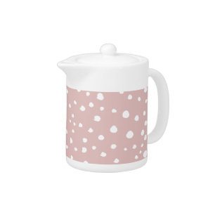Pink Dalmatian Spots, Dalmatian Dots, Dotted Print Teapot
