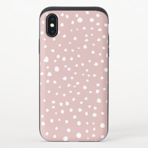 Pink Dalmatian Spots, Dalmatian Dots, Dotted Print iPhone X Slider Case