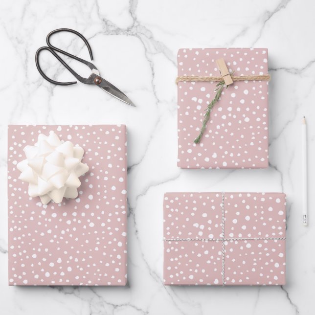 Pink Dalmatian Spots, Dalmatian Dots, Dotted Print Wrapping Paper Sheets (Front)