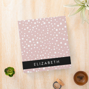 Pink Dalmatian Spots, Dalmatian Dots, Your Name 3 Ring Binder