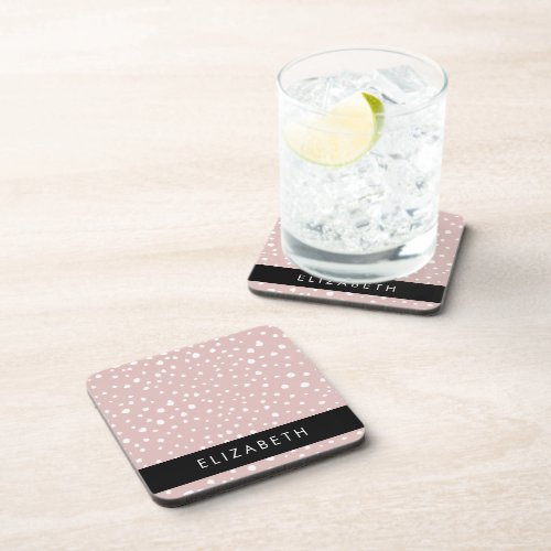 Pink Dalmatian Spots Dalmatian Dots Your Name Beverage Coaster