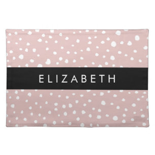 Pink Dalmatian Spots, Dalmatian Dots, Your Name Cloth Placemat