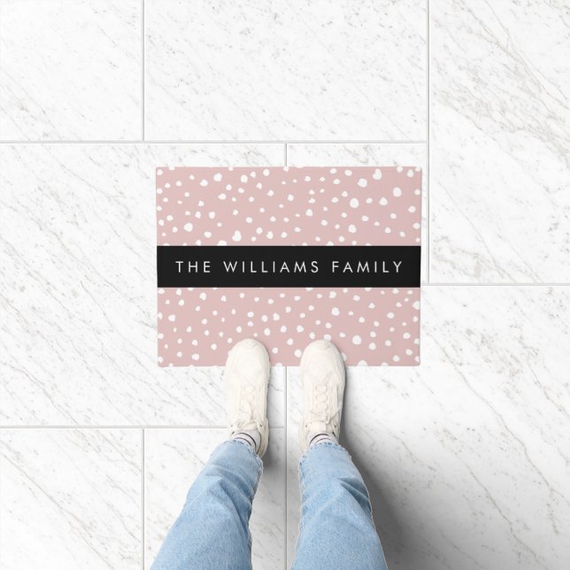 Pink Dalmatian Spots, Dalmatian Dots, Your Name Doormat (Indoor)
