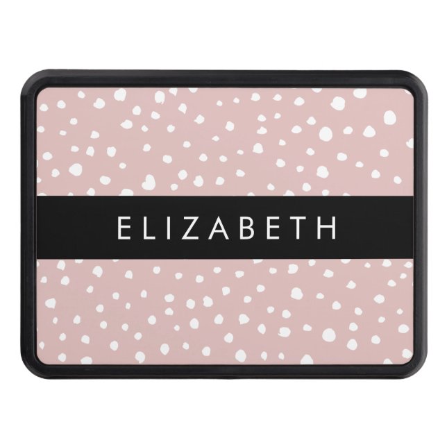 Pink Dalmatian Spots, Dalmatian Dots, Your Name Hitch Cover (Front)