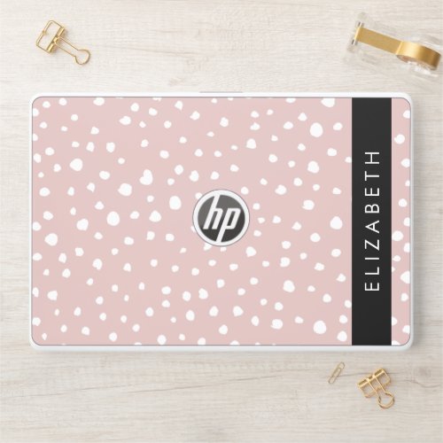 Pink Dalmatian Spots Dalmatian Dots Your Name HP Laptop Skin