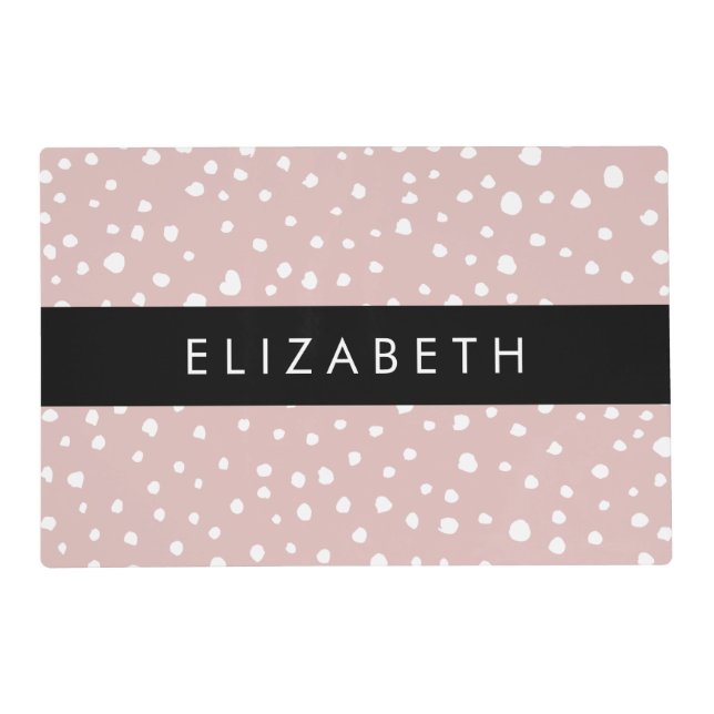 Pink Dalmatian Spots, Dalmatian Dots, Your Name Placemat (Front)