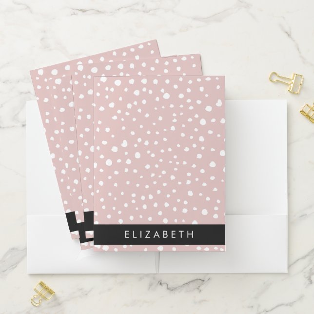 Pink Dalmatian Spots, Dalmatian Dots, Your Name Pocket Folder (In Situ)