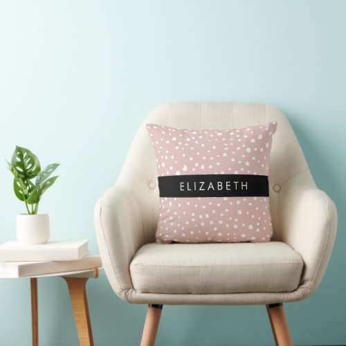 Pink Dalmatian Spots Dalmatian Dots Your Name Throw Pillow
