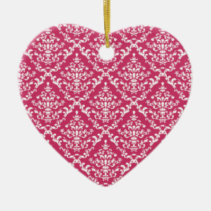 Pink Damask #1 @ VictoriaShaylee Ceramic Ornament