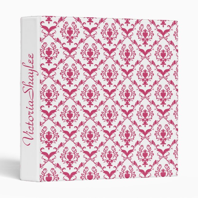 Pink Damask #2 with monogram Binder (Front/Spine)